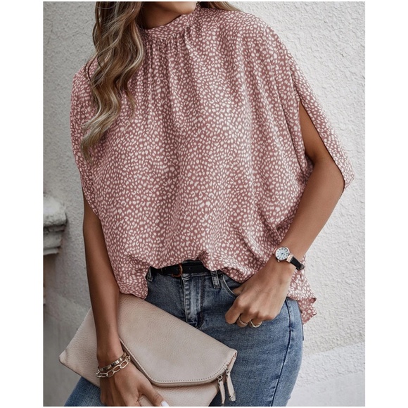 Boho Leopard Print Batwing Sleeve Blouse - Picture 1 of 7